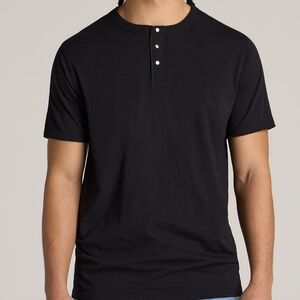 American Tall LJ&S REGULAR-FIT Jersey Henley Tee for Tall Men in Vintage Black S